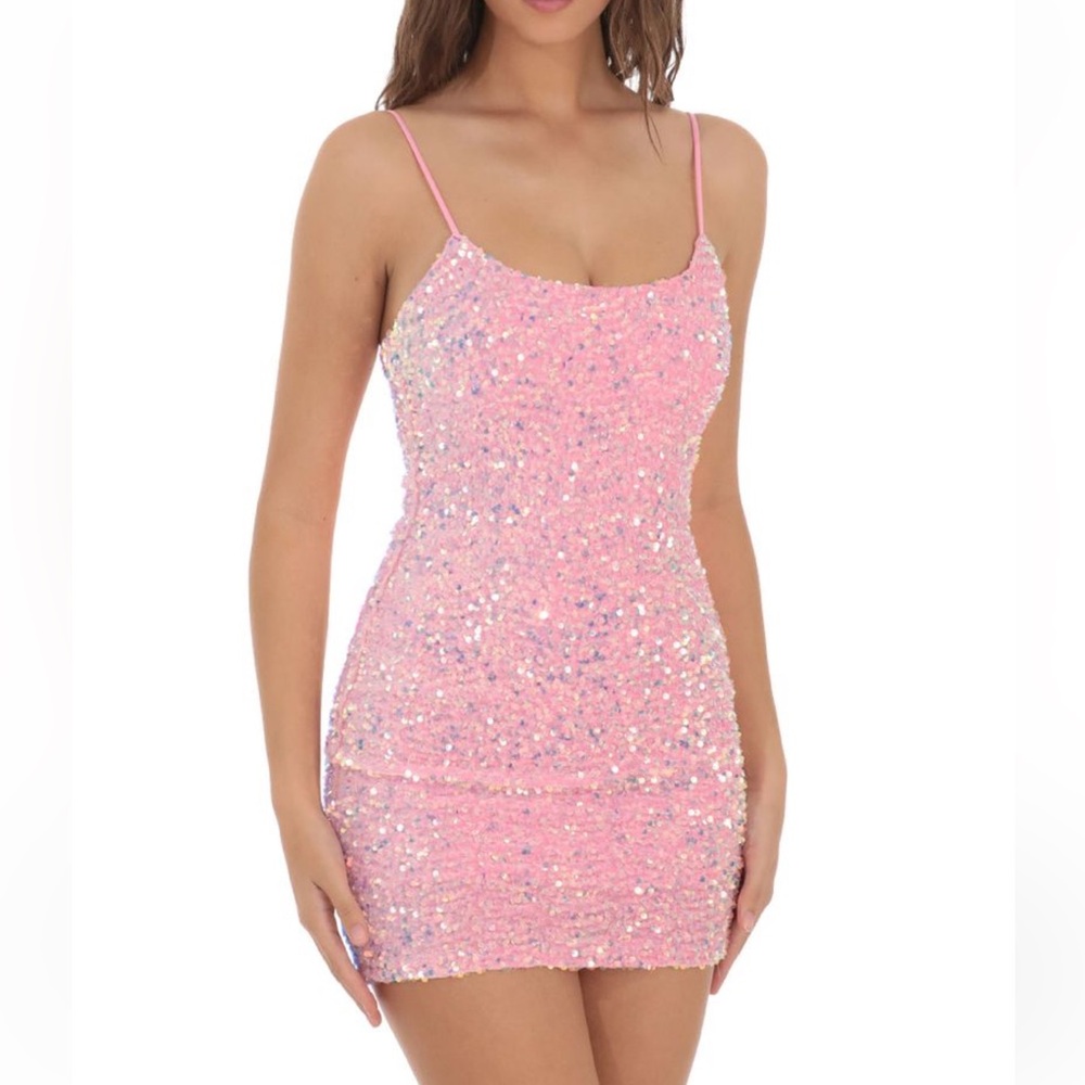 Lucy in the Sky Iridescent Bodycon Dress in Pink - EUC Size S